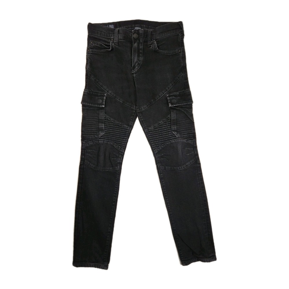 True Religion Geno Relaxed Slim Mens 28 (30x30) Black Denim Jeans Cargo Zip Flap